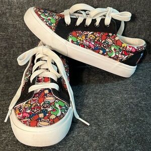 SUPER MARIO Ground Up Nintendo Black and‎ White Canvas Sneakers Kids 3